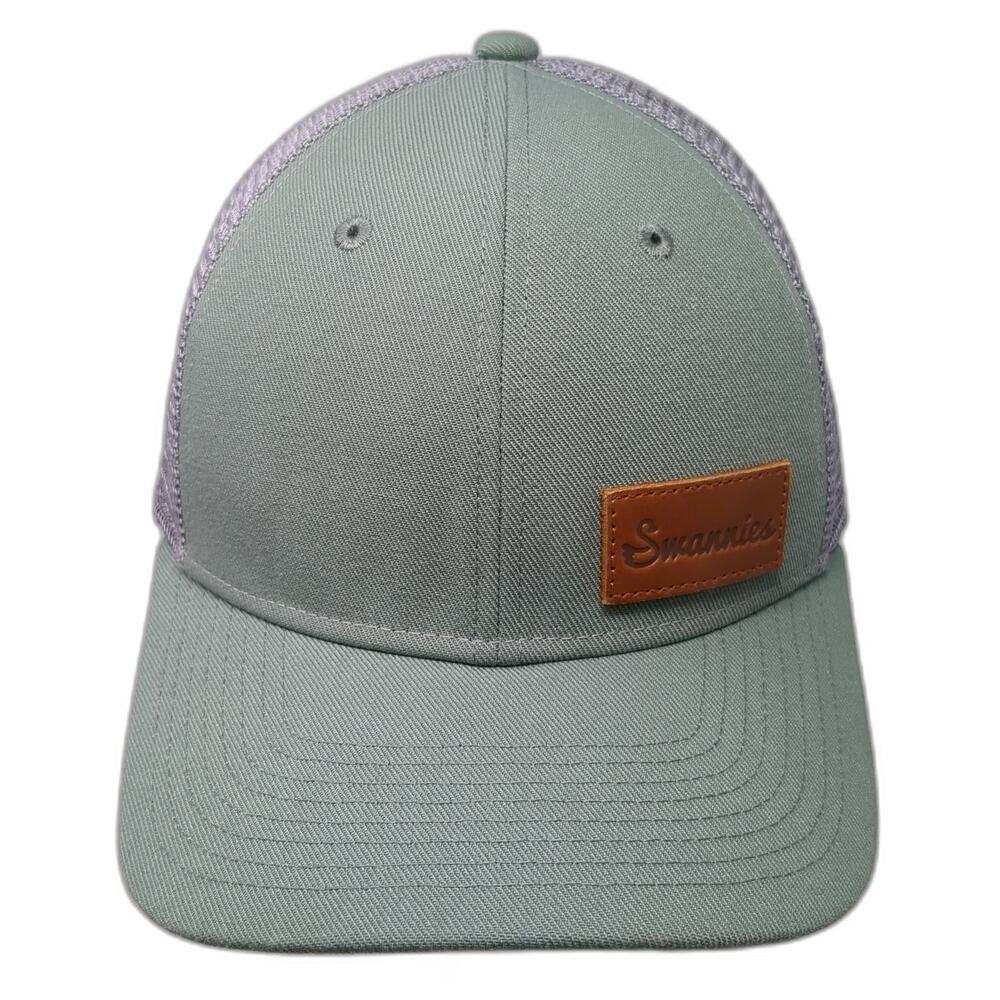 Swannies Trucker Hat Green One Size Mesh Back Snapback Logo Patch Golfing